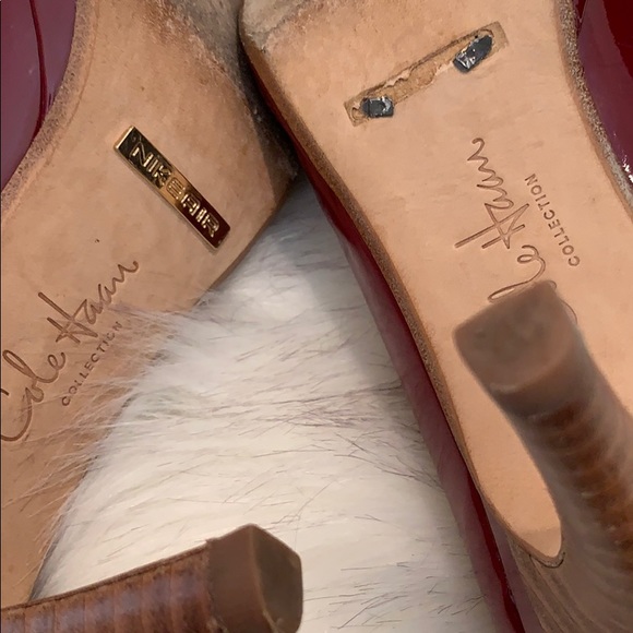 🍒Cole Haan Nike Air Cherry Red Peep Toe Pumps EUC - Picture 6 of 6